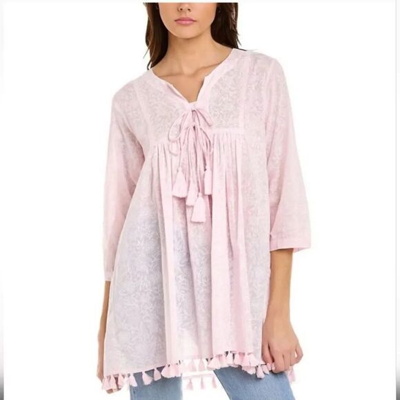 NEW RO'S GARDEN‎ Seychelles Tunic Amelia Pink Size Medium Travel  Beach Boho - Picture 1 of 9